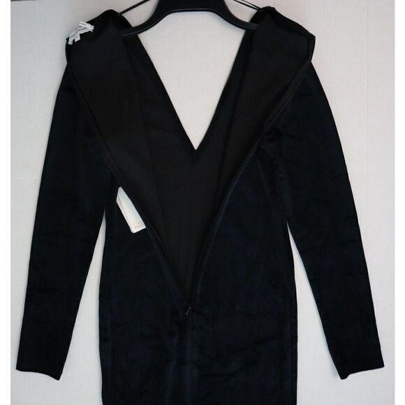 Good American GDK0075 Women's Sz 1/S Black Velvet Long Sleeve Midi Dress - Picture 11 of 14